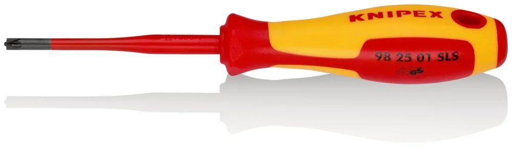 KNIPEX Schraubendreher (Slim) PlusMinus Pozidriv® isolierender Mehrkomponenten-Griff, VDE-geprüft brüniert 187 mm