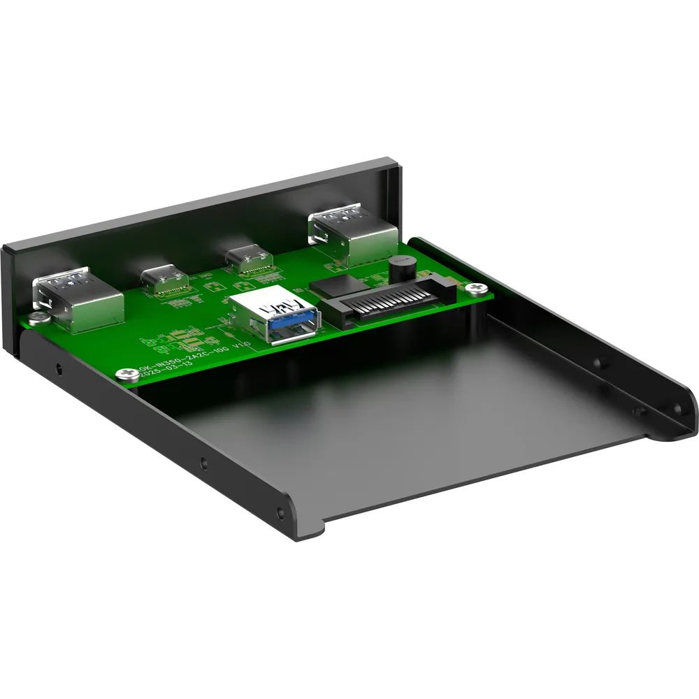 InLine 3,5" Front Panel - 2x USB-A + 2x USB-C - 10 Gb/s - Metall - schwarz