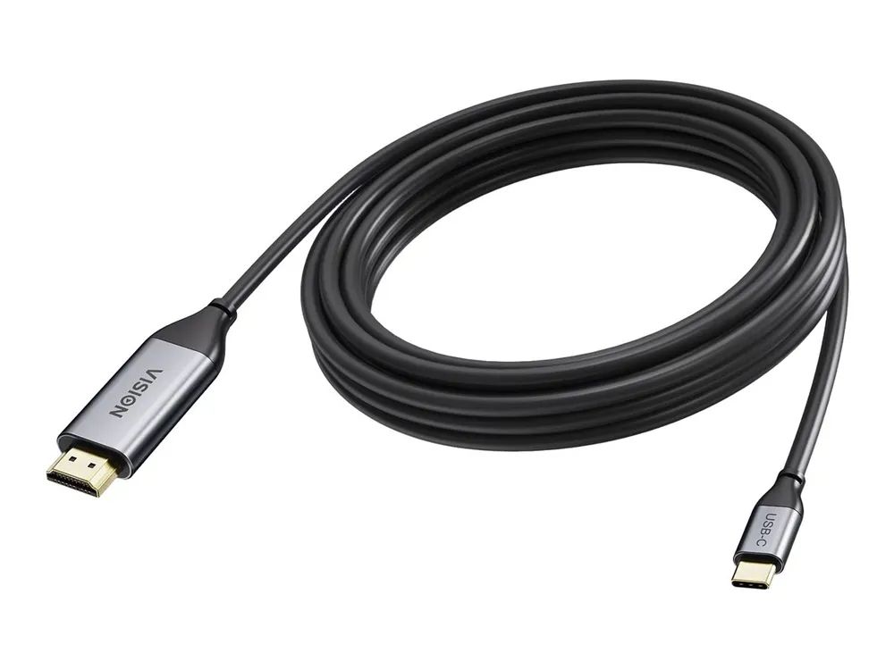 TECH DATA VISION - Adapterkabel - USB-C männlich zu HDMI männlich - 5 m - Koax - Schwarz - Unterstützung für 4K60Hz (3840 x 2160)