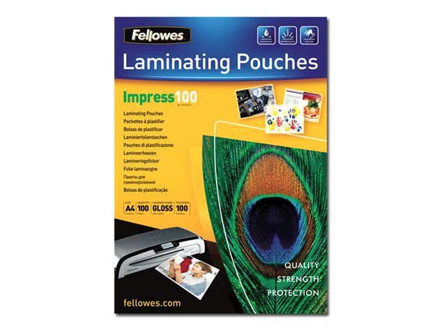 Fellowes Laminating Pouches Impress 100 Micron - 100 Mikrometer - 100er-Pack - glänzend - durchsichtig - A3 (297 x 420 mm)