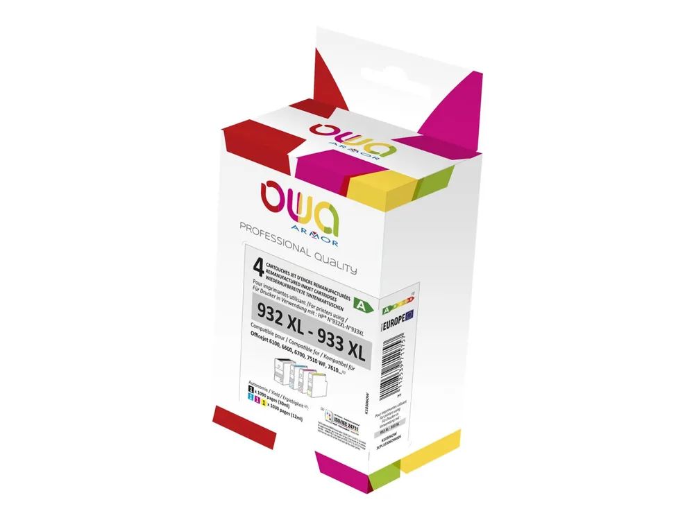 Armor OWA - 4er-Pack - Schwarz, Gelb, Cyan, Magenta - kompatibel - wiederaufbereitet - Tintenpatrone (Alternative zu: HP 932XL, HP 933XL)