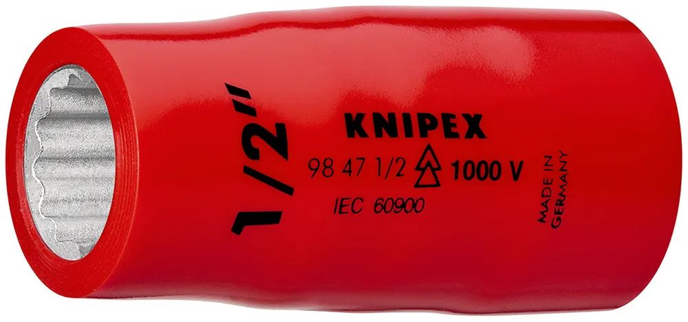 KNIPEX Steckschlüsseleinsatz (Doppel-Sechskant) mit Innenvierkant 1/2" 55 mm