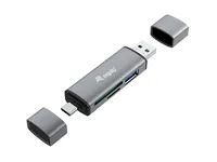 Equip Kartenleser mit USB 3.0-Hub - OTG - MicroSD (TransFlash) - MicroSDHC - SD - SDHC - Grau - CE & RoHS - USB 3.2 Gen 1 (3.1 Gen 1) Type-A/Type-C - 202 mm - 12 mm