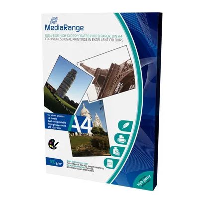 Media Range MediaRange DIN A4 Fotopapier für Tintenstrahldrucker beidseitig hochglänzend 160g 1x50