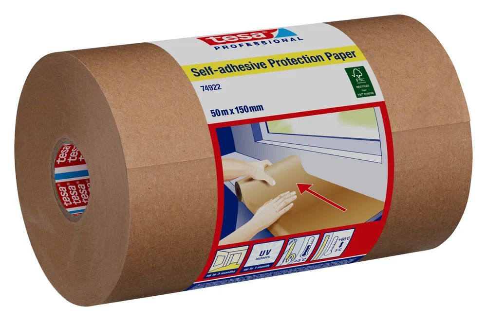 Tesa 74922-00 - klebendes Schutzpapier 50 m x 15 cm