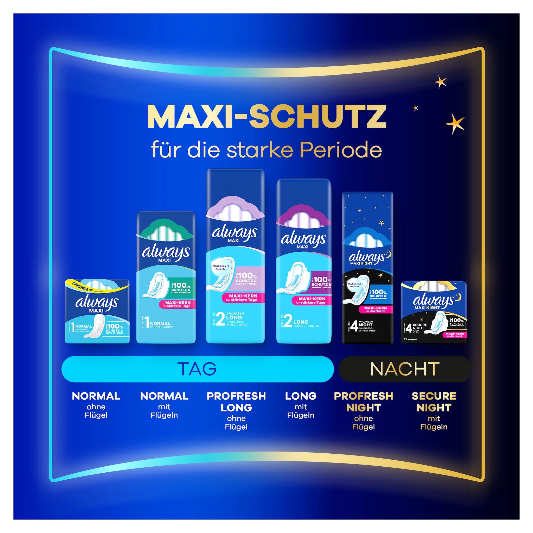 always Maxi Binde Night mit Flügeln 