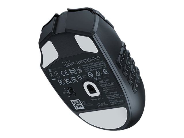 Razer Naga V2 HyperSpeed - Maus - ergonomisch - Für Rechtshänder - optisch - 21 Tasten - kabellos - Bluetooth, 2.4 GHz - kabelloser Empfänger (USB)