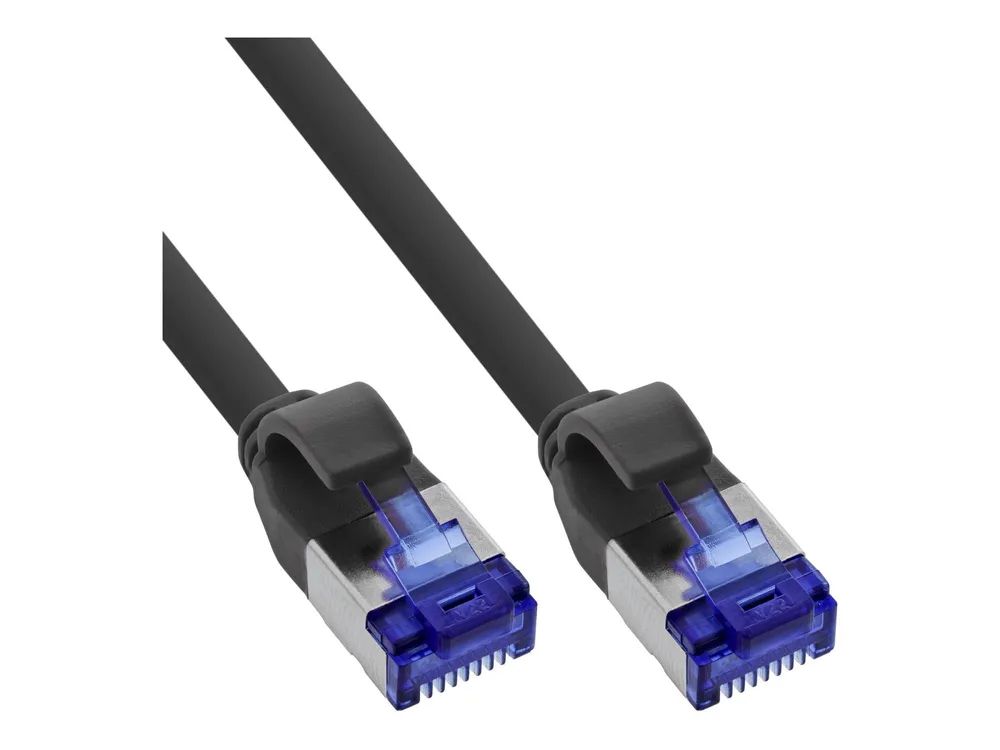 InLine Patchkabel Slim - Cat.6A - S/FTP - TPE (LSZH) - PoE - schwarz - 1m