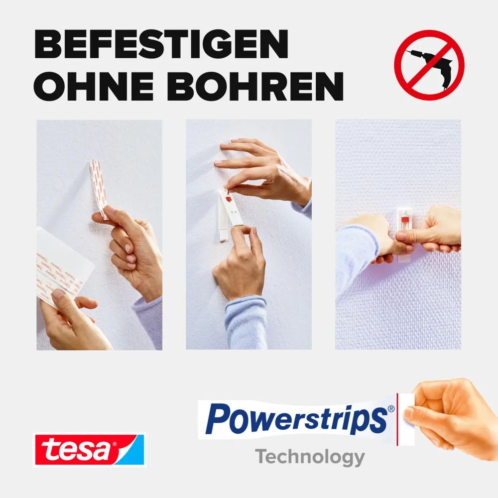 Tesa 77774 - Indoor - Hilfshaken - Rot - Weiß - Klebestreifen - 1 kg - Putz