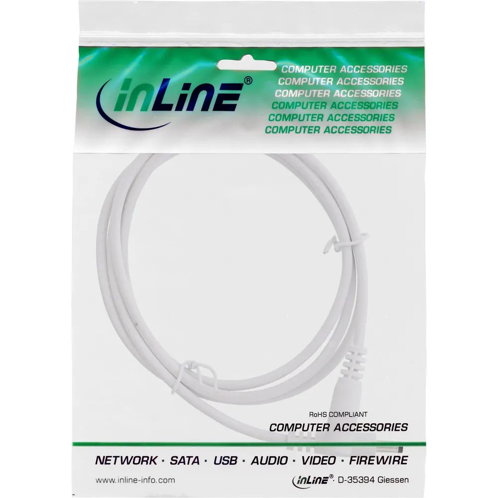 InLine DC Verlängerungskabel - DC Stecker/Buchse 4,0x1,7mm - AWG 18 - weiß 0,5m