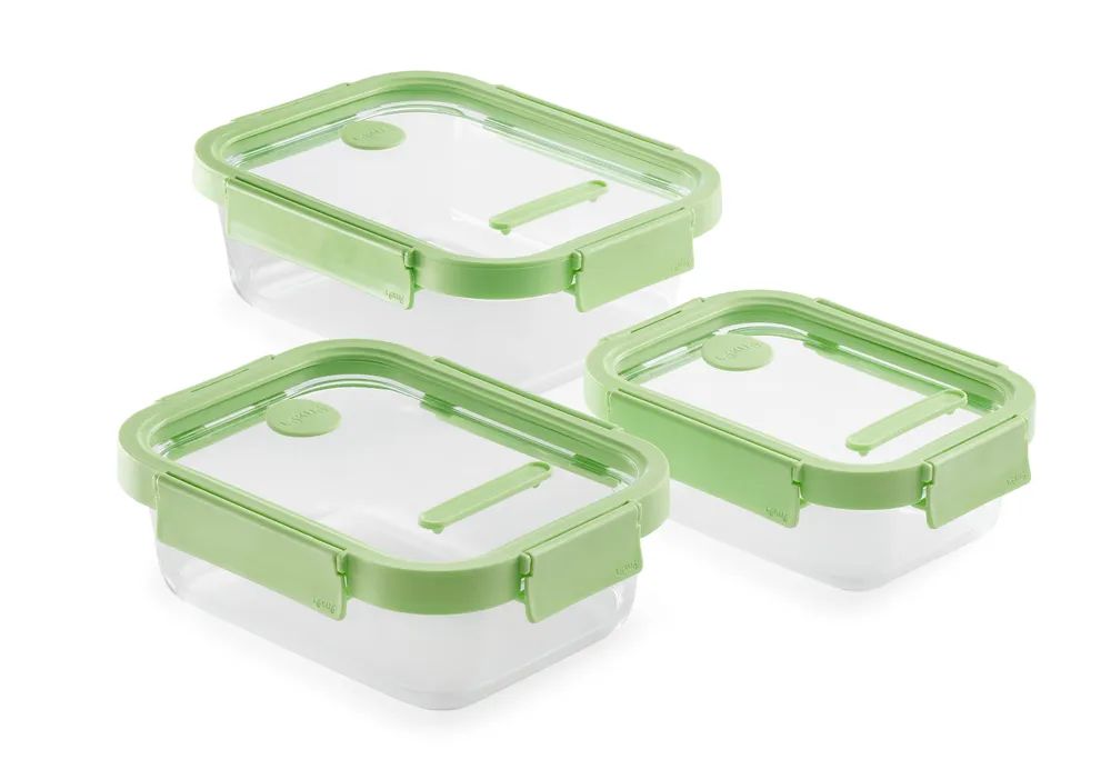 Lékué Rechteckige Vorratsgläser, 3er-Set - Green