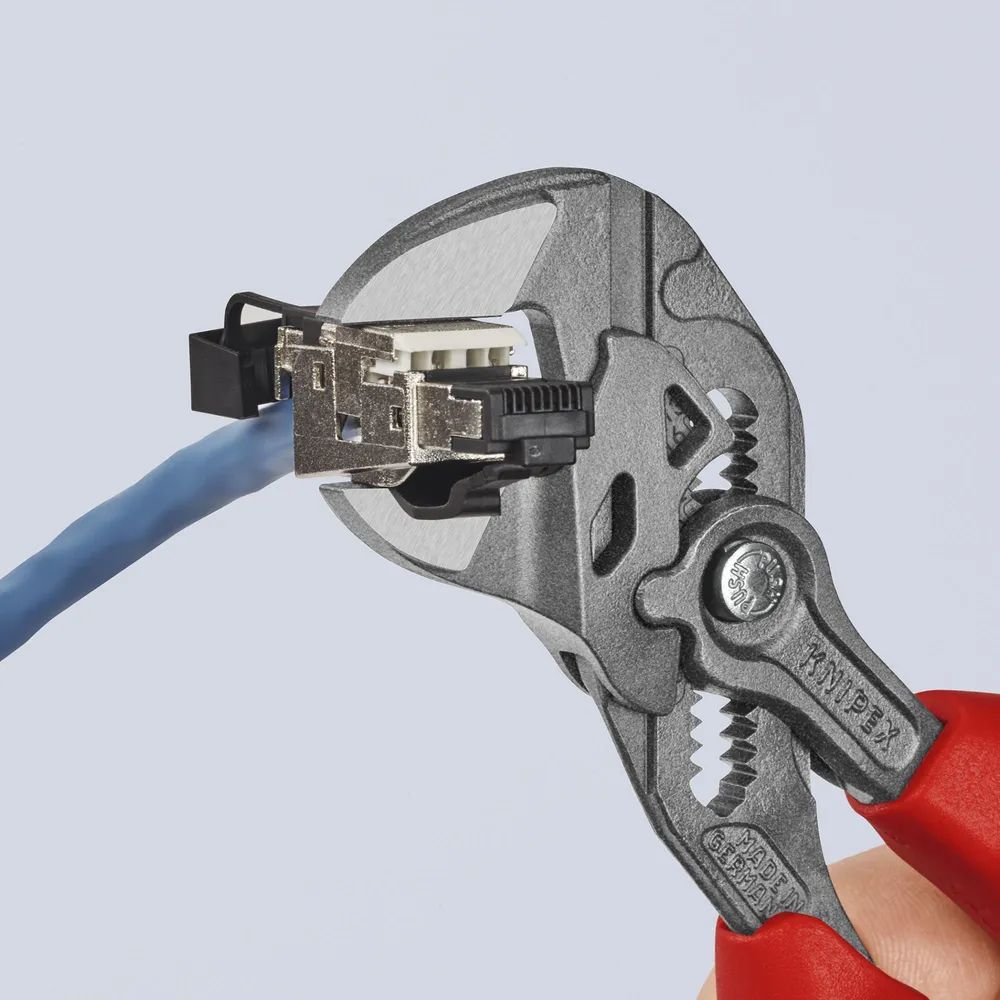 KNIPEX Zangenschlüssel Zange und Schraubenschlüssel in einem Werkzeug mit Mehrkomponenten-Hüllen grau atramentiert 180 mm