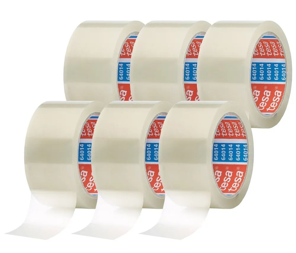 tesa® Packband – 6x Pack 64014 transparent – Paketband 66 m x 50 mm