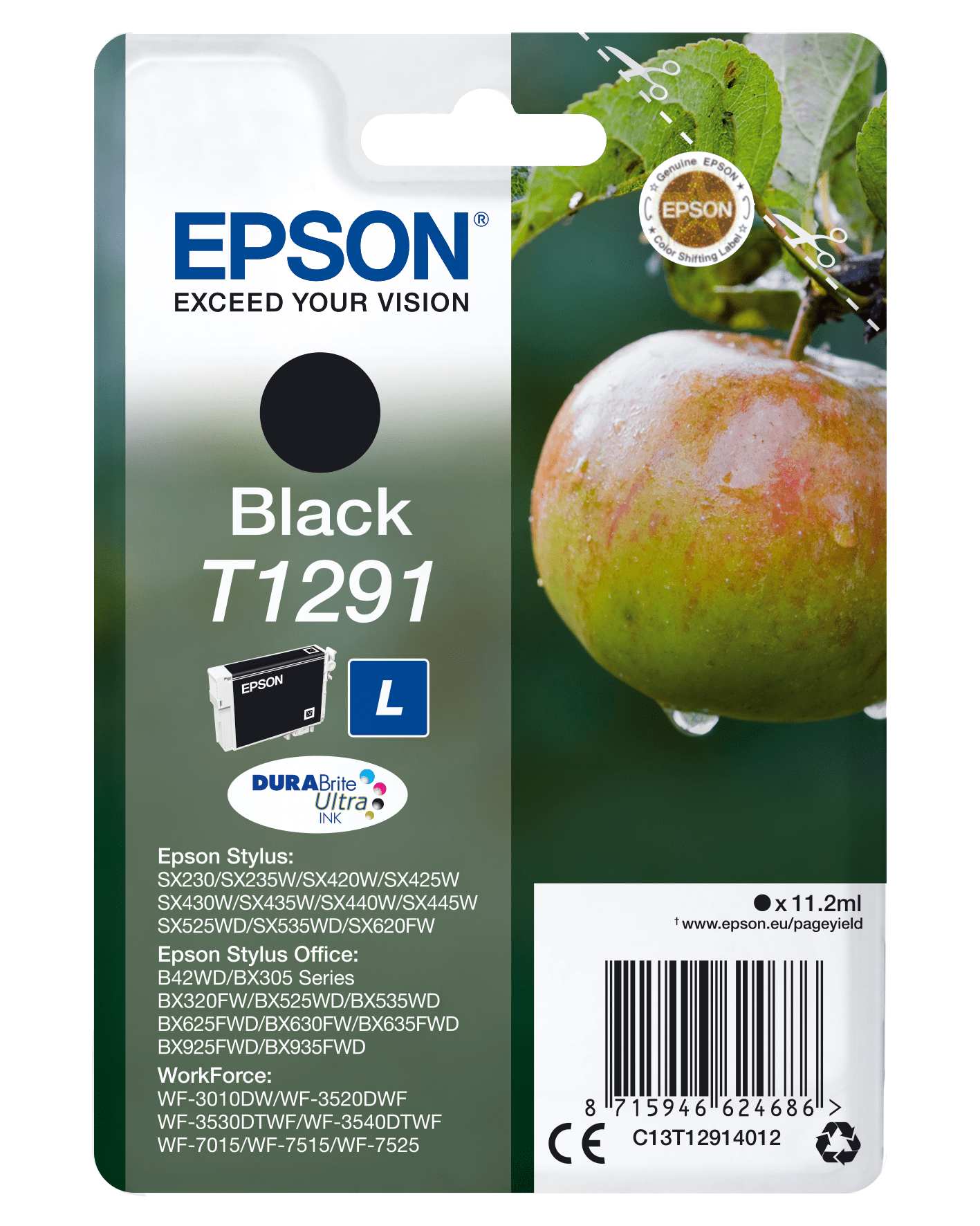 Epson T1291 Tinte Apfel Single, Standard, schwarz
