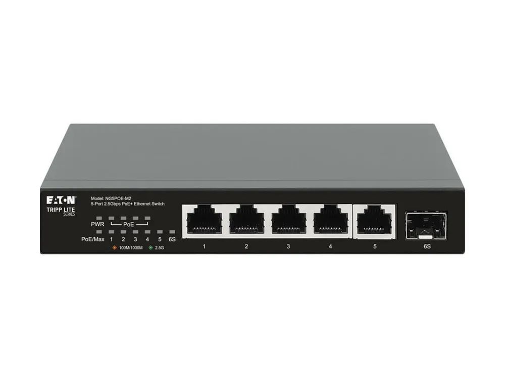 Eaton Tripp Lite series Desktop Gigabit Ethernet Unmanaged Switch PoE+ Pass-Through 5-Port 2.5 Gbps 70W Metal - Switch - unmanaged - 5 x 10/100/1000/2.5G (PoE+)