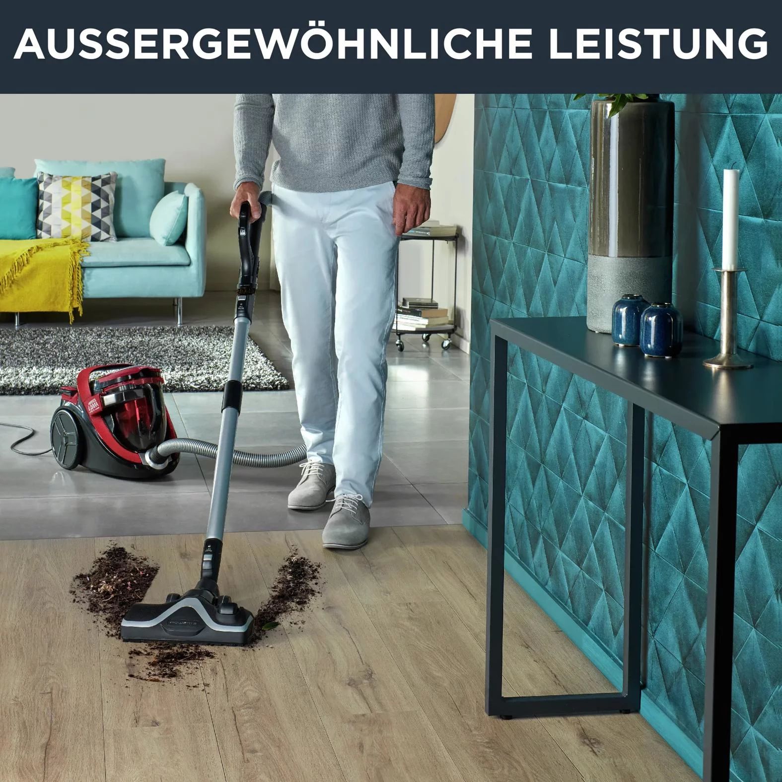 Rowenta RO7649 Zyklon-Staubsauger, Silence Force Cyclonic Home & Car - Schwarz/Rot