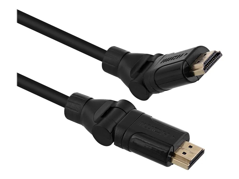 TNB T'nB - HDMI-Kabel - HDMI männlich drehend zu HDMI männlich drehend - 2 m - Schwarz - 4K Unterstützung, 3D-Video-Unterstützung, 1920 x 1080 (1080p)