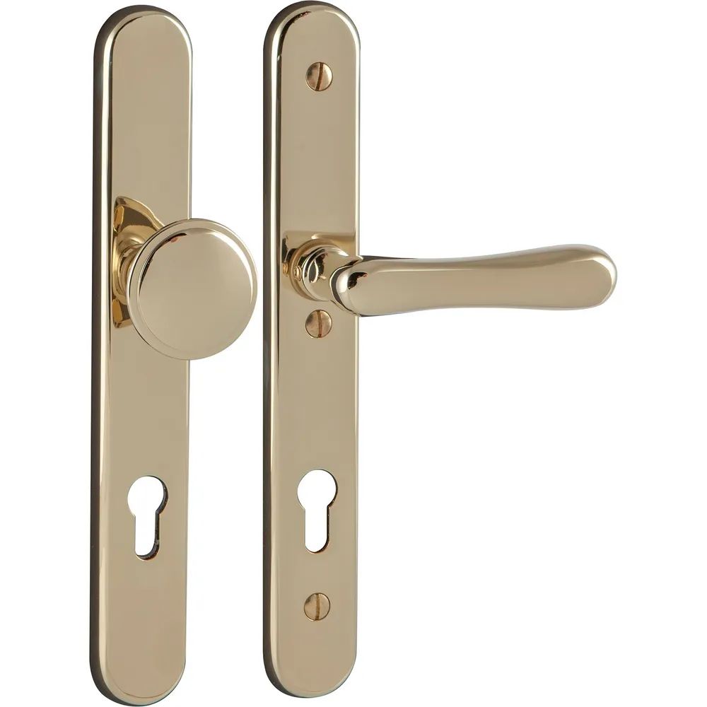 Marchesi Sicherheits-Wechselgarnitur ELEGANT/22 auf Schild PZ88, Messing poliert PVD