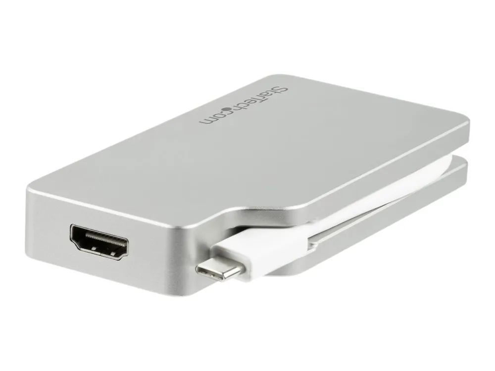 StarTech.com Aluminium Reise A/V Adapter 4-in-1 USB-C auf VGA, DVI, HDMI oder mDP - USB Type-C Adapter - 4K - Videoadapter - 24 pin USB-C männlich zu HD-15 (VGA)