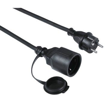 Hama Verlängerungskabel "Outdoor", IP44 für außen, Schutzdeckel, 5 m, Schwarz