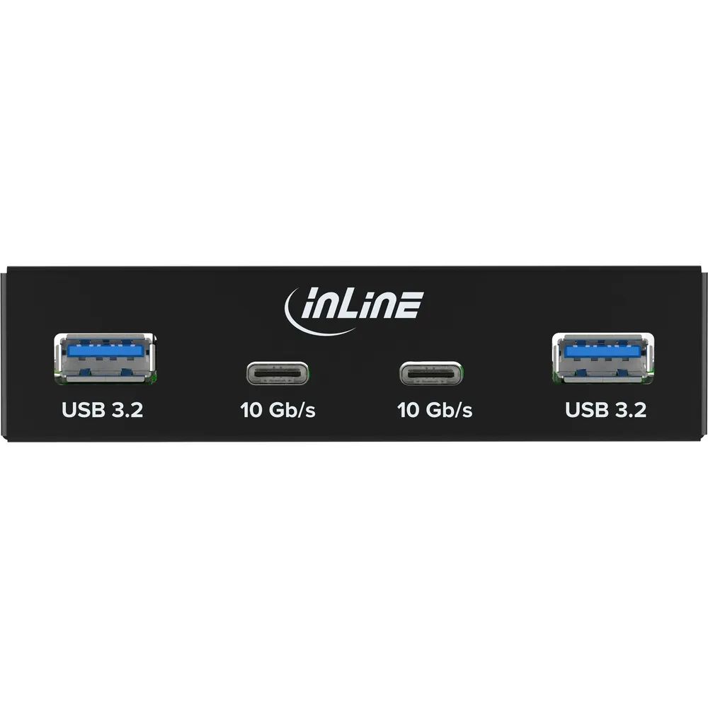 InLine 3,5" Front Panel - 2x USB-A + 2x USB-C - 10 Gb/s - Metall - schwarz