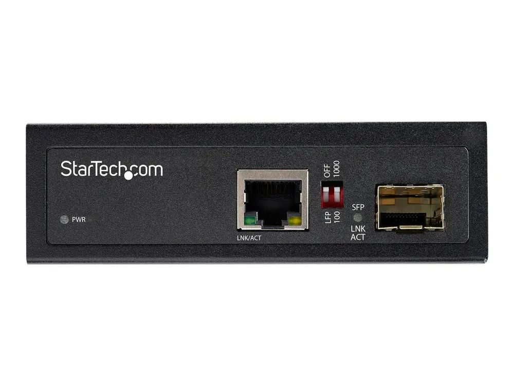 StarTech.com Industrial Media Converter - 1 Gbit/s Medienkonverter LWL Kupfer - Singlemode-/Multimode Glasfaser auf Kupfer Netzwerk - 12-56 V DC - IP-30/-40&deg;C bis 75&deg;C (IMC1GSFP)