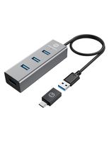 GrauGear G-HUB4-AC - USB 3.2 Gen 1 (3.1 Gen 1) Type-A - USB 3.2 Gen 1 (3.1 Gen 1) Type-A - 5000 Mbit/s - Aluminium - Schwarz - Aluminium - Rundkabel