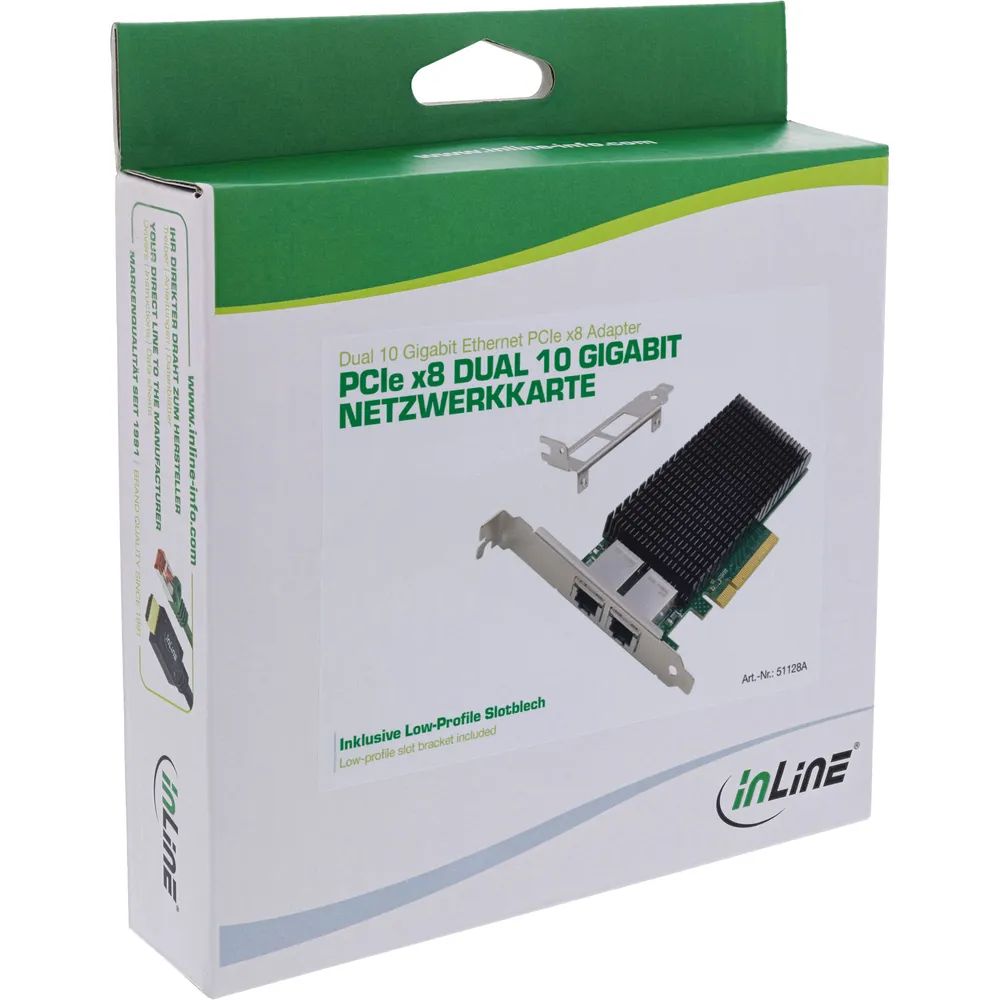 InLine Dual 10-Gigabit Netzwerkkarte - 2x RJ45 10Gb/s - PCIe x8