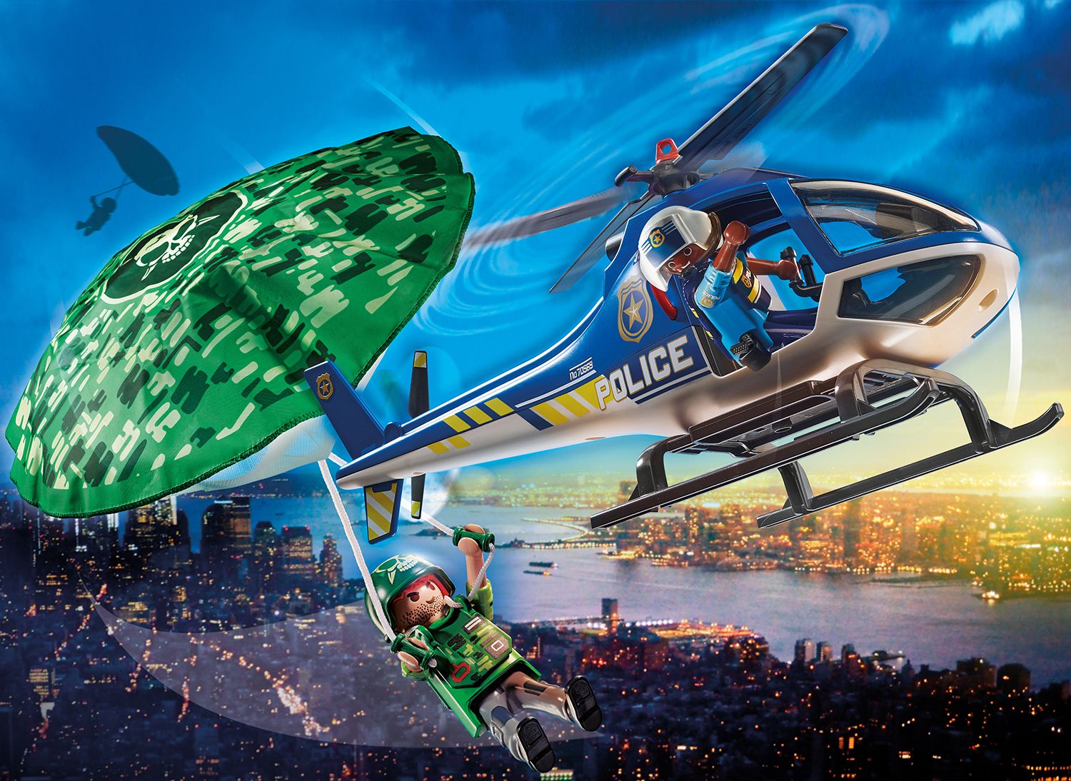 Playmobil Polizei-Hubschrauber: Fallschirm-Verfol.