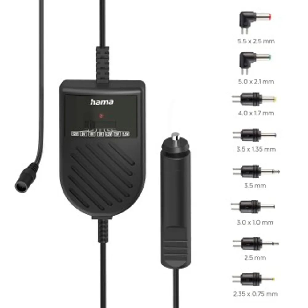 Hama Netzteil für Kfz, einstellbar, 3000mA, 36W, max. 12V, stabilis., 8 Adapter