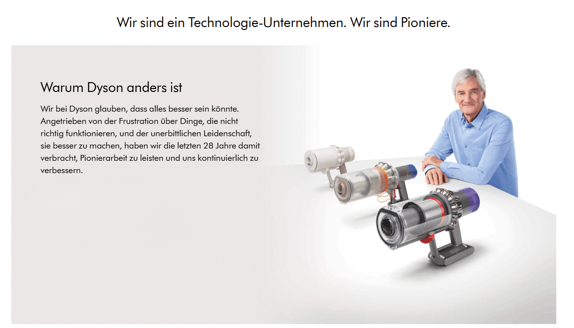 James Dyson präsentiert innovative Staubsaugertechnologie und digitale Motoren in moderner Produktentwicklung