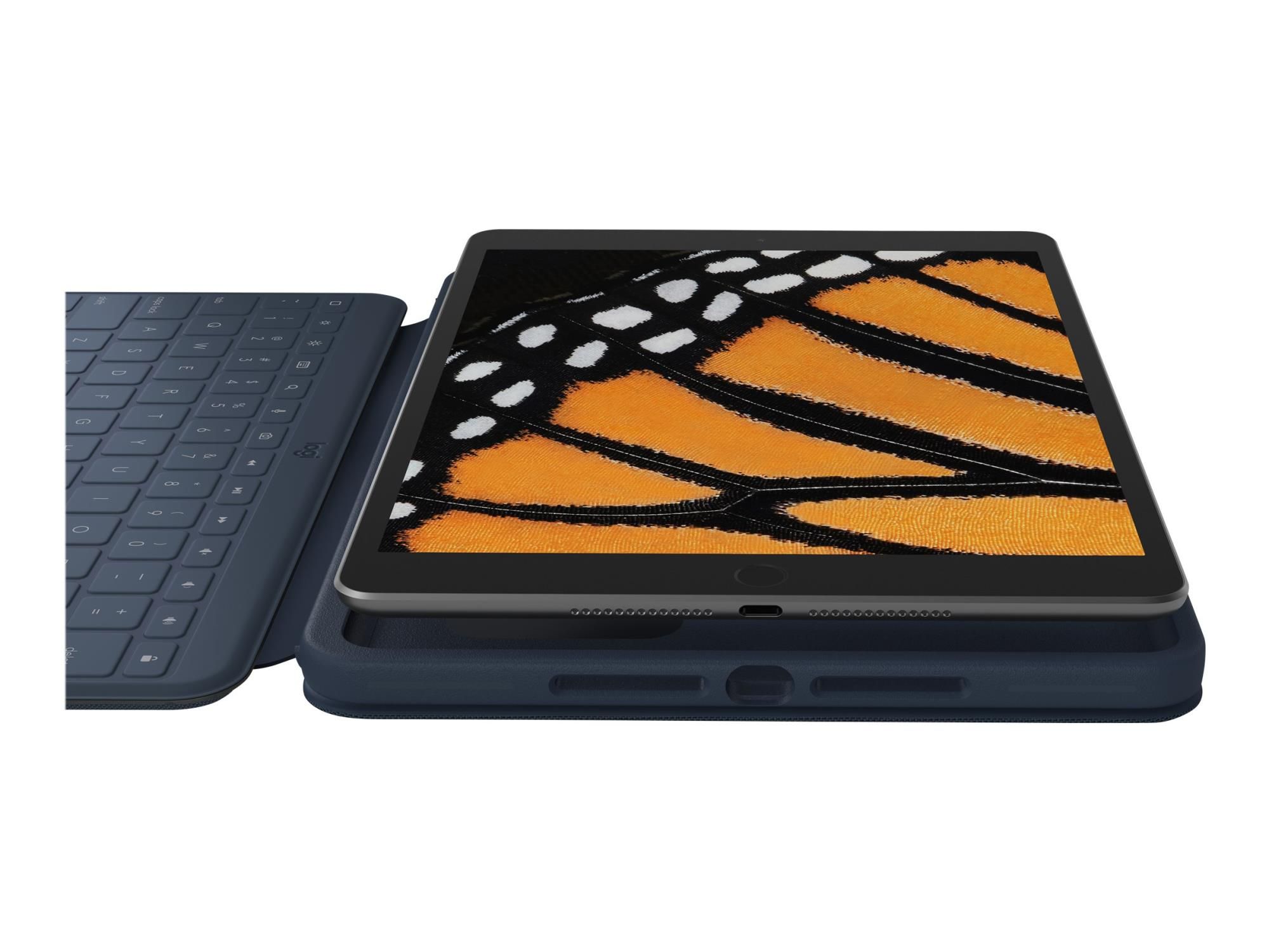 Logitech Rugged Combo 3 Touch for Education - Tastatur und Foliohülle - mit Trackpad - Apple Smart connector - AZERTY - Französisch - Classic Blue - für Bildungseinrichtungen - für Apple 10.2-inch iPad (7. Generation, 8. Generation, 9. Generation)
