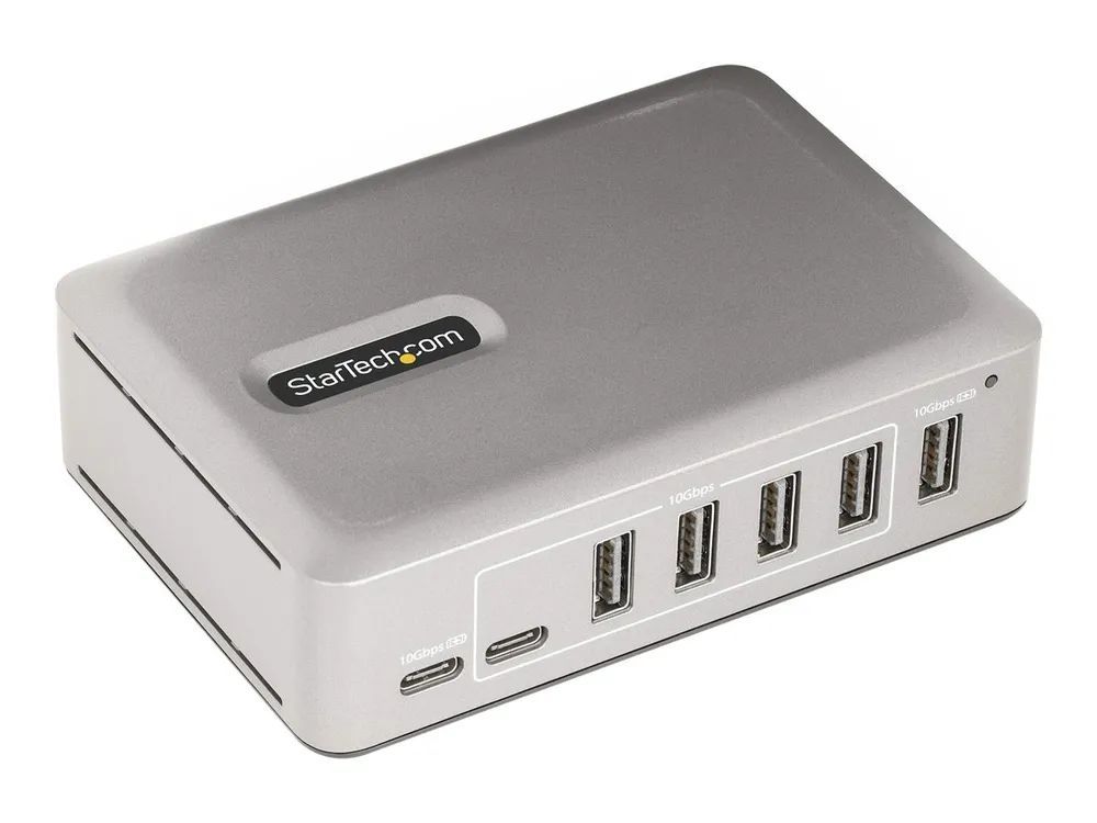 StarTech.com 7-Port USB-C Hub, 5x USB-A + 2x USB-C, Self-Powered w/ 65W Power Supply, USB 3.1 10Gbps Hub w/ BC1.2 Charging, Desktop/Laptop USB Hub with 3ft Locking USB-IF Certified Cable - USB Expansion Hub (10G5A2CS-USB-C-HUB)