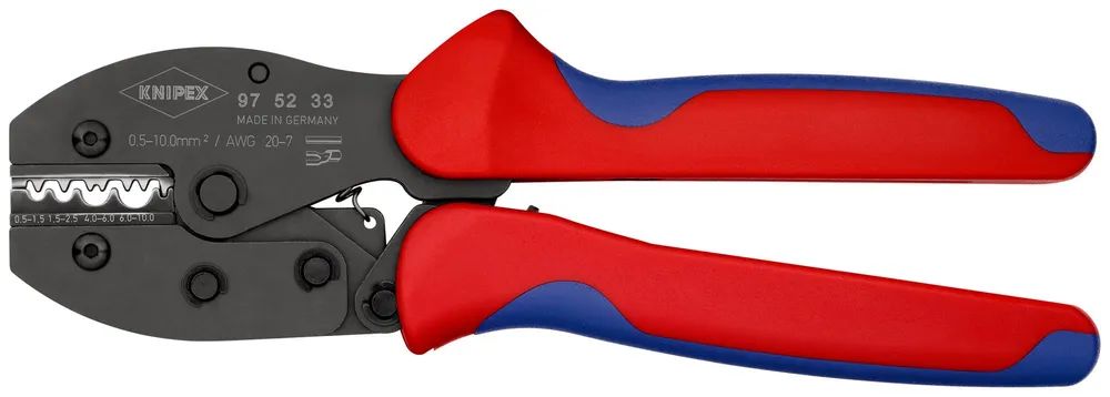 KNIPEX PreciForce® Crimpzange mit Mehrkomponenten-Hüllen brüniert 220 mm