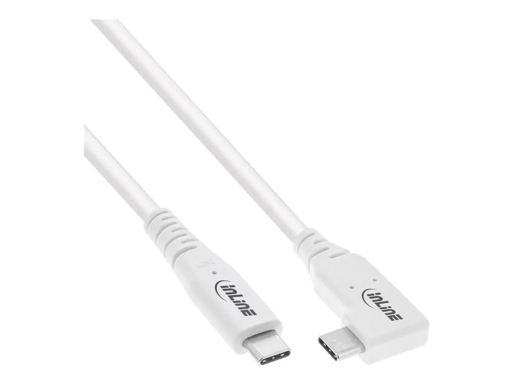 InLine USB4 Kabel - USB-C - einseitig gewinkelt - PD 240W - 8K60Hz - TPE - weiß - 1,5m
