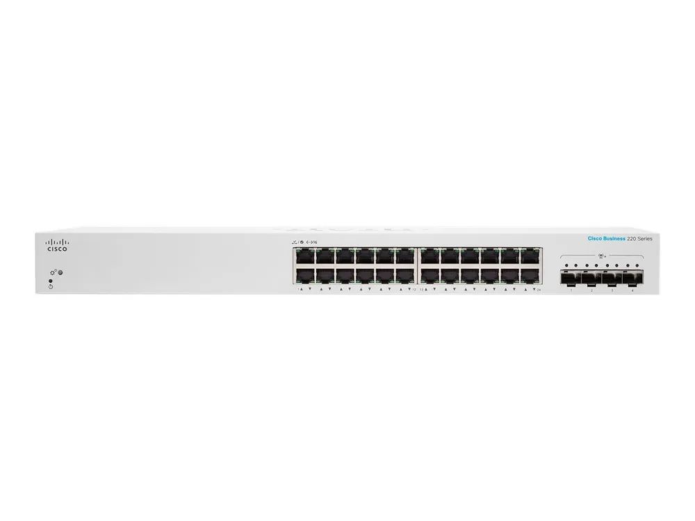 Cisco Business 220 Series CBS220-24T-4X - Switch - Smart - 24 x 10/100/1000 + 4 x 10 Gigabit SFP+ (Uplink)