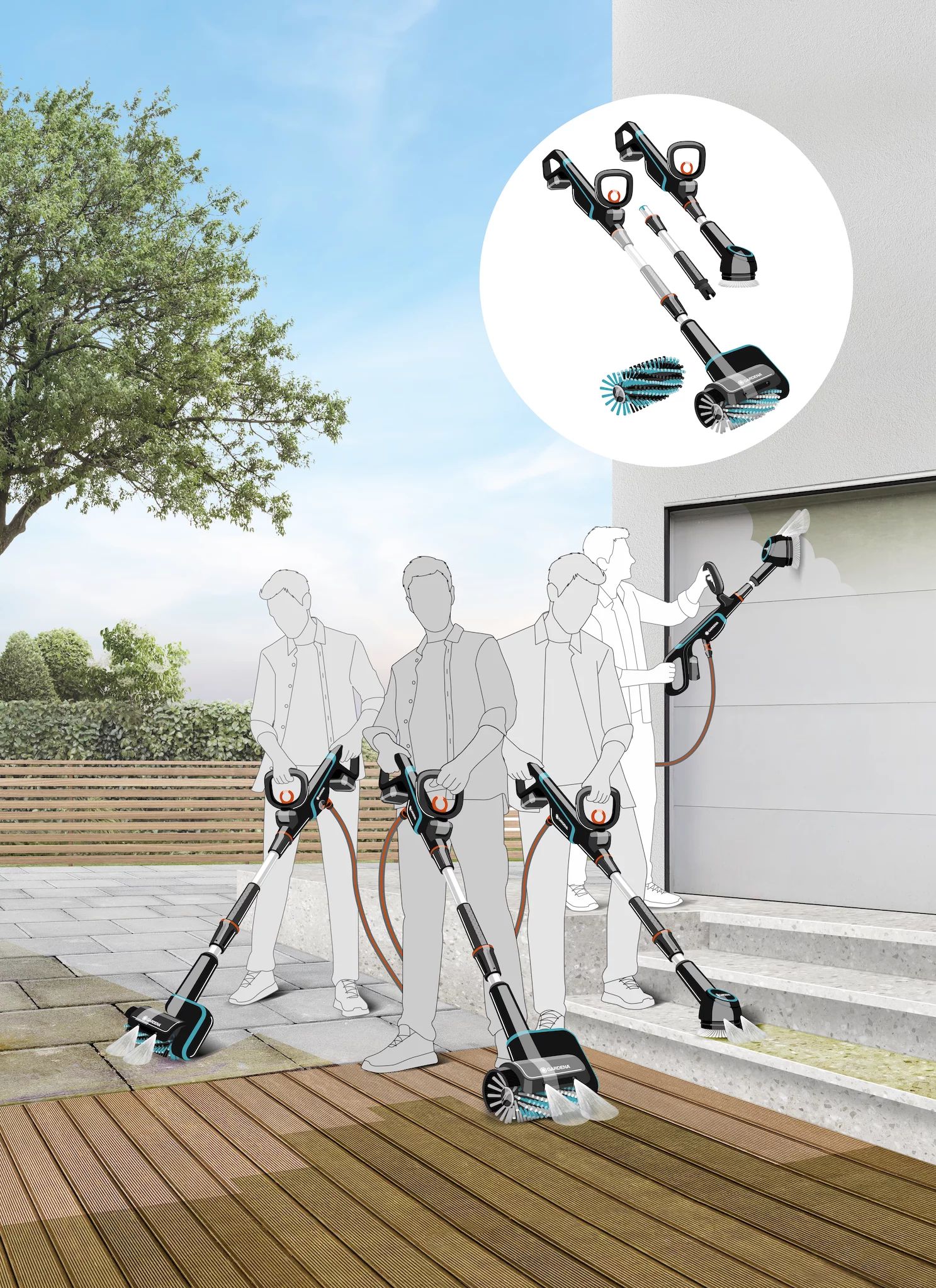 Gardena Akku-Multi-Reiniger AquaBrush Universal 04/18V P4A Ready-To-Use Set
