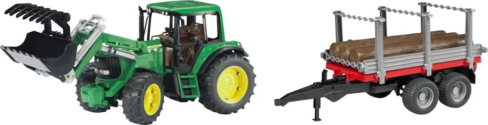 Bruder Spielwaren GmbH + Co. KG J.D. 6920 Traktor Frontl.+Holztransp.anh