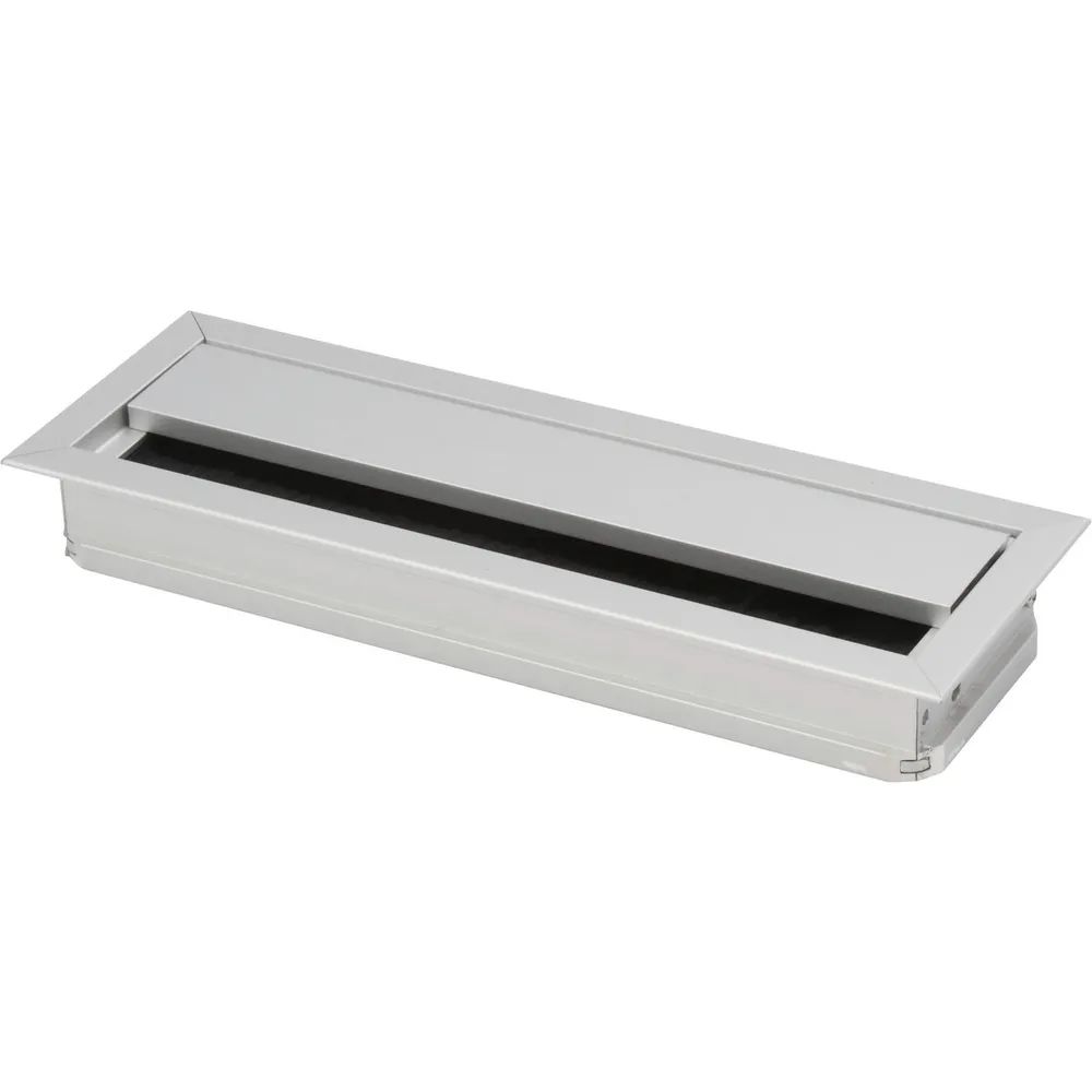 Confurn Export GmbH Kabeldurchgang eckig mit Staubschutzbürste, 120x70x25 mm, Aluminium eloxiert