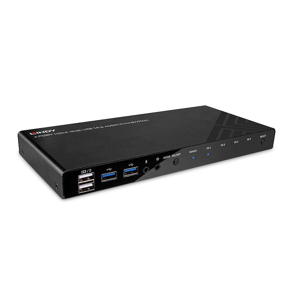Lindy KVM-/Audio-/USB-Switch - HDMI 4K60, USB 3.0