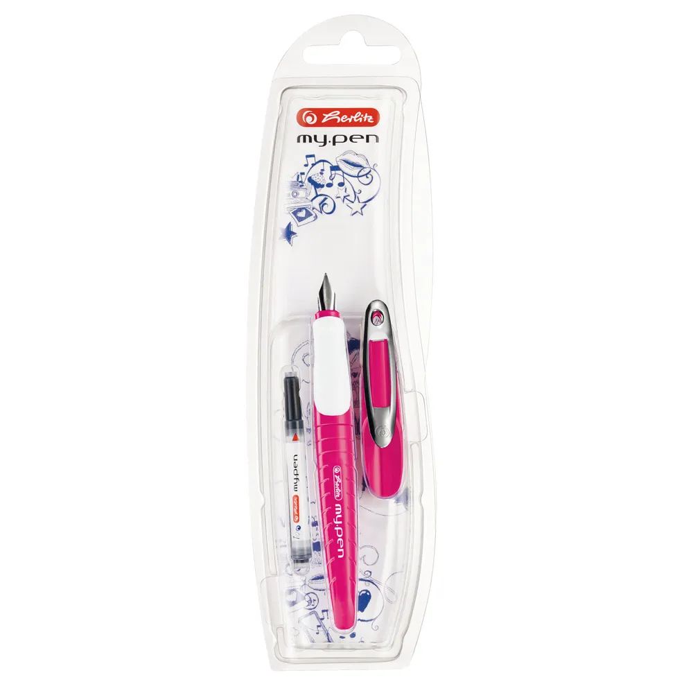 herlitz Schulfüllhalter my.pen M-Feder pink/weiß