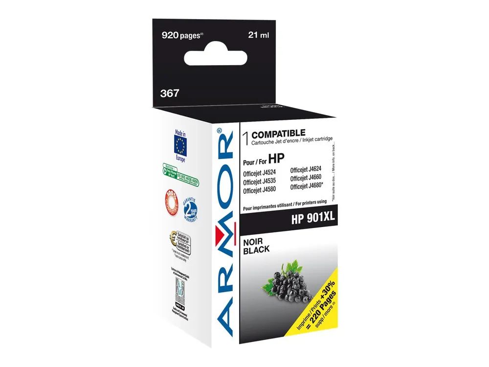Armor K20278 - 21 ml - mit hoher Kapazität - Schwarz - kompatibel - Tintenpatrone (Alternative zu: HP 901XL)