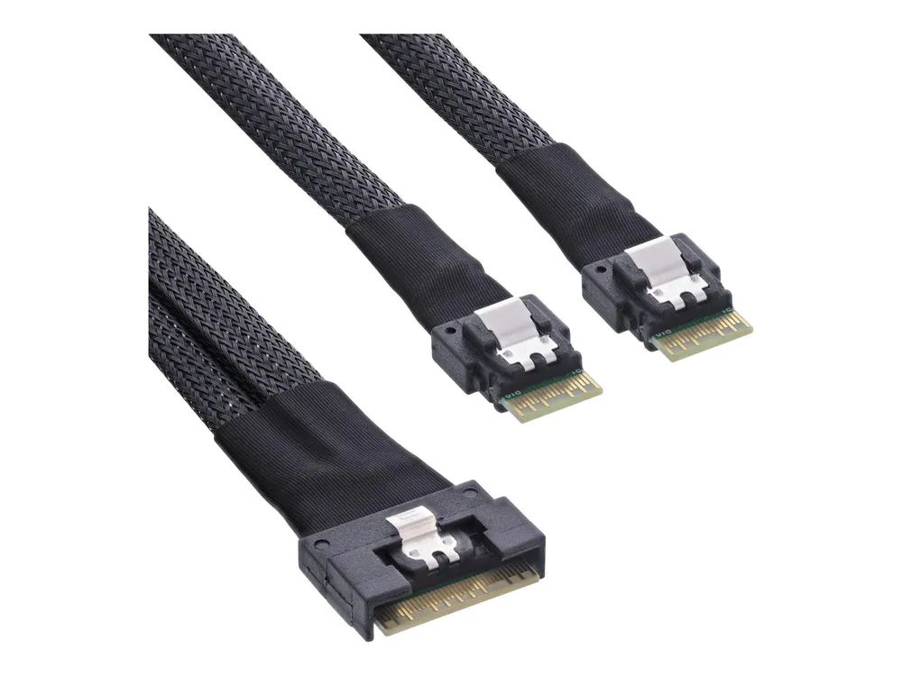 InLine Slim SAS Kabel - SFF-8654 8i zu 2x SFF-8654 4i - 0,75m