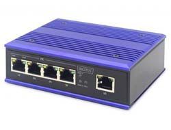 DIGITUS 4 Port Fast Ethernet Netzwerk PoE Switch, Industrial, Unmanaged, 1 RJ45 Uplink