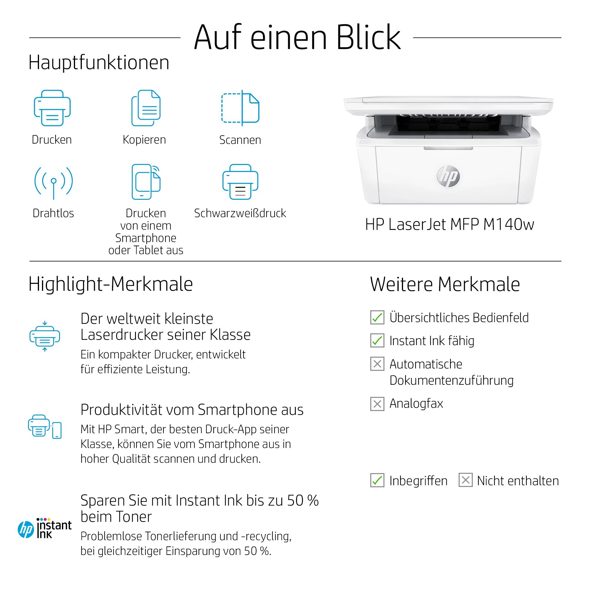 HP LaserJet MFP M140w - Multifunktionsdrucker - s/w - Laser - 216 x 297 mm (Original)