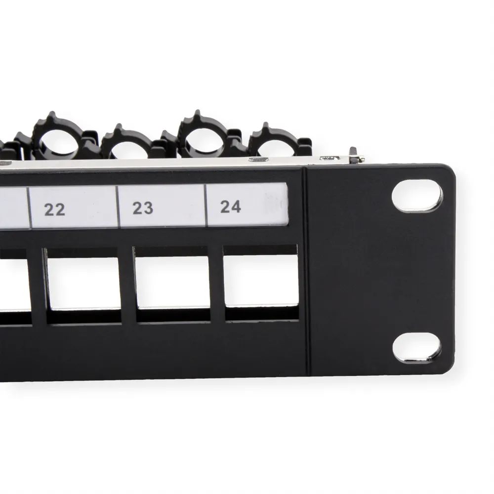 ROLINE 19-Zoll-Keystone-Modulträger, leer, 24P. geschirmt, Clip-Befestigung, schwarz