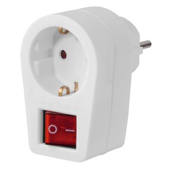 Hama Steckdosenadapter, Schutzkontakt-Steckdose, 2-poliger Schalter, Weiß