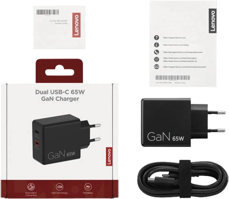 Lenovo Dual USB-C 65W GaN Charger