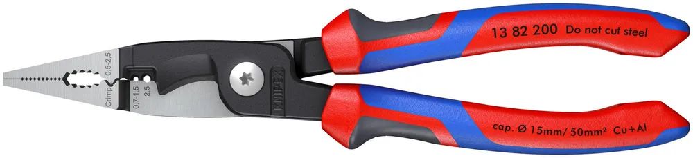KNIPEX Elektro-Installationszange mit Comfort-Griffen schwarz atramentiert 200 mm