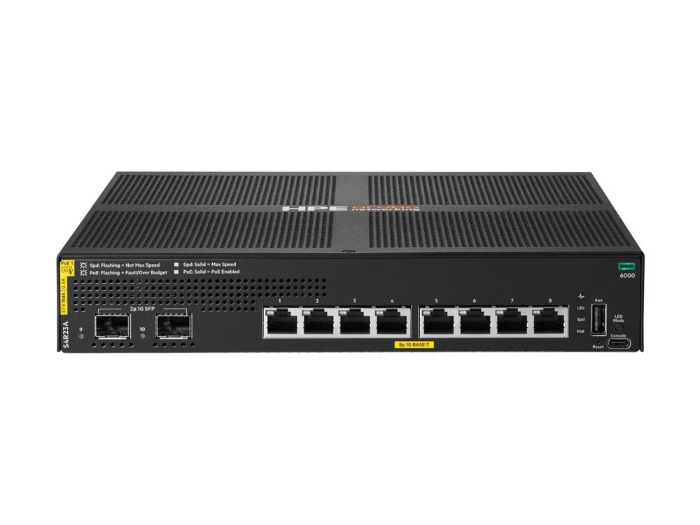 HPE Aruba Networking CX 6000 8p 10M/100M/1G Class4 PoE 2p SFP 1G 67W Switch - Switch - managed - 8 x 10/100/1000 (PoE+)